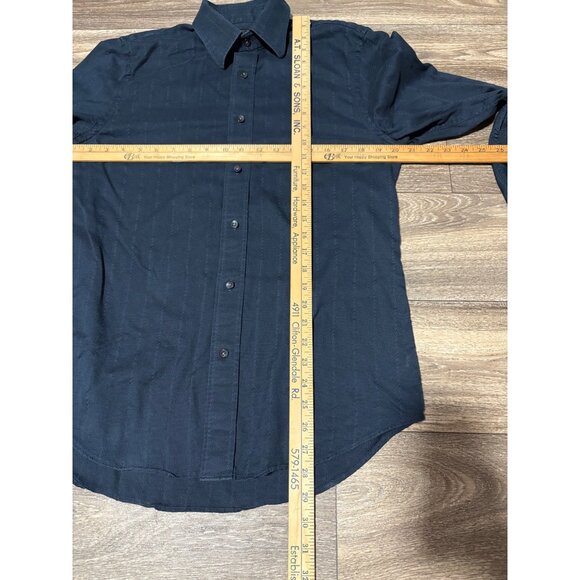 EXPRESS DESING STUDIO MODERN FIT MENS SHIRT LONG SLEEVE NAVY BLUE MEDIUM15-151/2 - Picture 7 of 8
